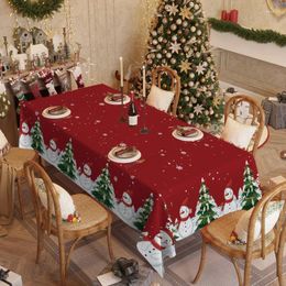 Table Cloth Merry Christmas Rectangle Tablecloths Snowman Snowflake Santa Claus Garden Picnic Mat Desk Protecter Xmas Decoration