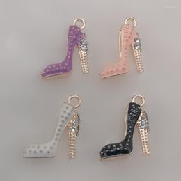 Charms 10 Pieces Of Enamel High Heels Charm Make Women's Shoes Pendant Necklace Keychain DIY Jewellery Wholesale 20X15mm