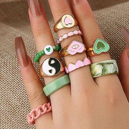 New High-end Sensation Hot Selling Oil Dripping Ring, Fashionable Love Mixed Color Tai Chi Gossip Temperament Open Ring