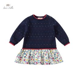 Girl's Dresses DBJ18858 dave bella autumn baby girl's cute floral dots sweater dress children fashion party dress kids infant lolita clothes 231108