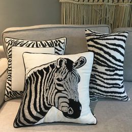 Pillow Embroidery Cover BOHO Zebra Embroidered Home Decor Custom Size&Color 45X45CM/40CMR