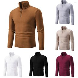 Men's Sweaters Mens 1/4 Zip-up Pullover Sweatshirt V-Neck Sweater Knit Top Long Sleeve Solid Autumn Winter Warm