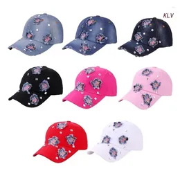 Ball Caps Summer Washed Denim Baseball Cap US-flag Patch Jean Hat Sunscreen Casual Hiphop Cycling For Boy Girls Unisex