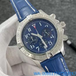 Luxury Breit Men's Watch Blue Dial Japan Super Quartz Chronograph 45mm Avenger Hurricane SEA Leather Strap Men AAA Watches Hardlex Glass Wristwatches Orologio Uomo