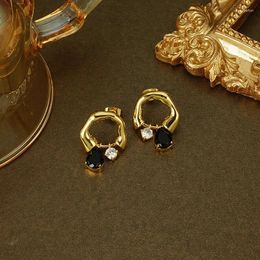 Stud Earrings Black Clear Crystal Zirconia Drop Dangle Metal Geometric Irregular Hoop Jewelry For Women Girls Party Gifts
