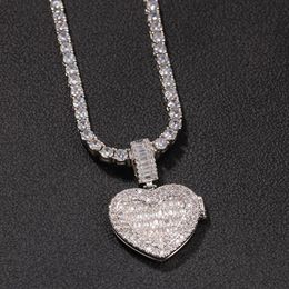 Custom Po Necklace Heart Clamshell Pendant Men Charm Hip Hop Bling Iced Out Jewellery Solid back For Gift282k