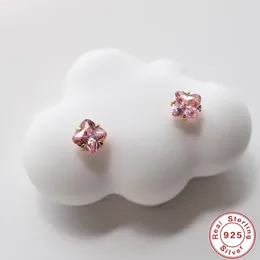 Stud Earrings AIDE Brilliant Pink Color Cubic Zirconia 925 Sterling Silver 18k Gold Plated Cute For Women Pendientes