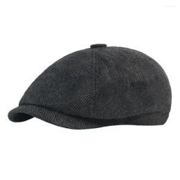 Berets Men Fall Hat Women Octagonal Vintage Short Brim Men's Painter Decorative Soft Breathable Dome Cap For Fall/winter