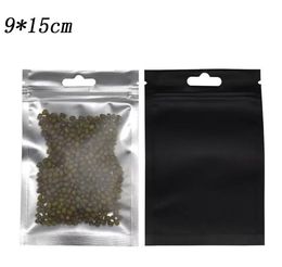 New 9*15cm Translucent Black Matte Aluminum Foil Zipper Package Bag Reclosable Zip Lock Plastic Bag Food Jewelry Display Packing Bag