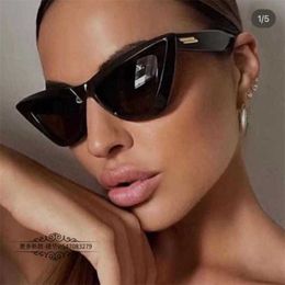 Luxury designer summer sunglasses ins net red same plate cat eye female personality fashion green bv1101