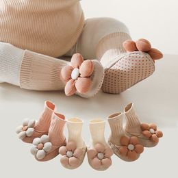 Kids Socks 3 pairs of floral baby girl socks floor hoses footwear children's shoes soft and non slip Sokken born accessories cute and safe cotton socks 230408