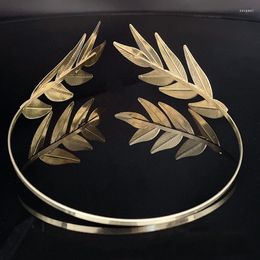 Hair Clips Vintage Gold Color Leaf Headband Wedding Accessories HairBands Tiara Crown Bridal Jewelry For Women Headpiece