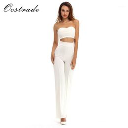 Women's Jumpsuits & Rompers Ocstrade Summer Bodycon Jumpsuit Arrival 2023 Wide Leg White Black Women Sexy Two Piece Set1