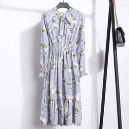 Casual Dresses 2023 Summer Women's Dress Polka Dot Floral Chiffon Ladies Pullover Fashion French Women Long Sleeve