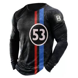 Mens TShirts Retro Fashion Racing No Print Imitation Cotton Tshirts Vintage ONeck Long Sleeve Spring Summer Men Clothing Large Size 230407