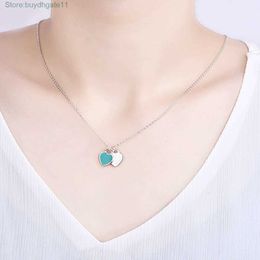 Strands Strings Simple Love Oil Dripping Enamel Red Blue Pink Three Color Tiffa T-home Heart-shaped t Home Necklace Clavicle Chain Women's Jewelry V4yc