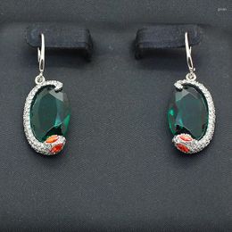 Stud Earrings Korean Temperament Exaggerated Wild Green Stone Zodiac Snake Female Trendy Thin Jewelry