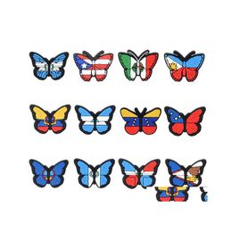 Shoe Parts Accessories Fast Delivery Wholesale Butterfly Croc Charms Pvc Buckcle Decoration Clog Charm Birthday Gift For Children Dhg0L