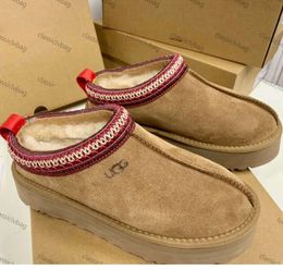 Tasman Slippers Каштановый мыл Slides Swearling Shearling Tazz Новые мулы женщины мужчина Ultra Mini Platform Slip-On Shose Suese Ggu