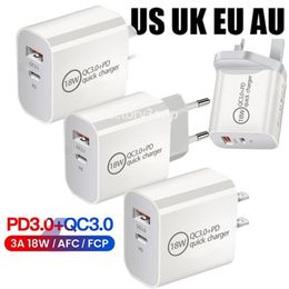 Eu US 20W 25W 12W Fast Quick Charging PD USB C Charger AC Home Travel Wall chargers For iphone 12 13 14 15 Samsung S8 S9 S10 S22 S23 Htc Huawei F1