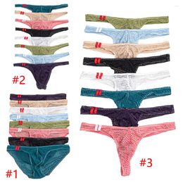 Underpants 8PCS/Lot Sexy Mens Underwear Mesh See-through Breathable Bulge Pouch Man Bikini Briefs Male Gay Erotic Panties Thongs