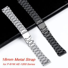 Watch Bands 18mm Stainless Steel Straps For Classic Small Square Band Metal Bracelet A158/A159/AQ230/F91W/AE1200/AE1300/B650/AQ230