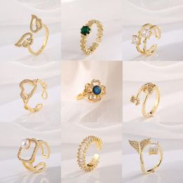 Cluster Rings The Temperature Change Color Can Be Rotated Ring Female Opening Adjustable Index Finger High-end Zircon JewelryCluster