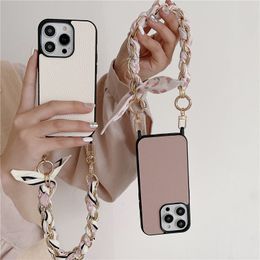Bracelet Lychee Grain Vogue Phone Case for iPhone 14 13 12 11 Pro Max Durable Love Heart Silk Solid Colour Leather Protective Shell Shockproof