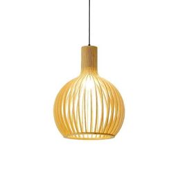 Lamps Nordic Wood Birdcage LED Lights Small Hanging Pendant Lamp Wooden Restaurant Light Dining Room Decor lamparas AA230407