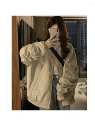 Women's Jackets 2023 Beige Jacket Women Clothing Outerwear Top Fashion Streetwear Y2K Style High Street American Winter Female Purple Coat