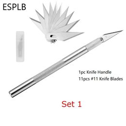 ESPLB Colorful Metal Scalpel Knife Non-slip Cutter Carving Engraving Craft Knives with extra #11 Blades for PCB Mobile Phone