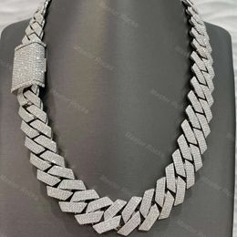 20mm 4 Rows 925 Sterling Silver Thick Cuban Chain Necklace Manufacturer Custom Moissanite