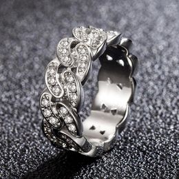 Cluster Ringe Chic Mode Kette Form Bling Kristall Zirkon Diamanten Edelsteine für Frauen Weißgold Silber 925 Farbe Schmuck Zubehör