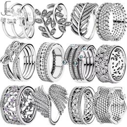 Cluster Rings 2023 Authentic 925 Sterling Silver Polished Pave Bead Open For Women DIY Jewelry Elevated Heart Ring