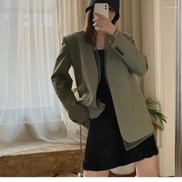 Women's Suits 2023 Wool Suit Spring And Autumn Korean Style Women Slim Fit Micro Wide Profile Blazer