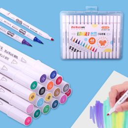 Markers Double headed water-based marker set for students to draw crayon multi-color matching paint markers washable markers 230408