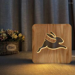 Night Lights Ins Wooden USB LED Table Light Christmas Wood For Children Kids Room Year Decoration