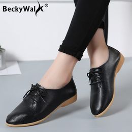 Sandals Spring women shoes genuine leather moccasins flats woman laceup casual ladies driving plus size 3544 WSH2674 230407
