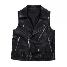 Women's Vests Fashion Womens Faux Leather Black Waistcoat Gilet Biker Sleeveless Jacket Vintage Outerwear & Coats Slim Fit For Basic Jackets