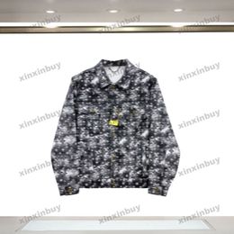 xinxinbuy Men designer Coat Denim Jacket tie dye Letter print jacquard zipper long sleeves women white khaki Black S-2XL