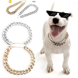Dog Collars 2023 Plastic Golden Silvery Necklace Style Small Chihuahua Strong Bully Pet Cat Use Luxury Collar Pets Product
