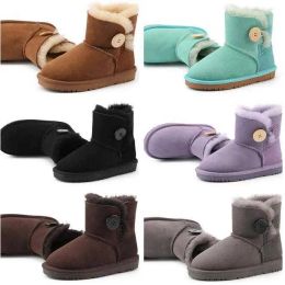 2022 Top quality AUS U5991 Button short baby boy girl kids snow boots Sheepskin soft keep warm Beautiful Christmas birthday gifts 5991