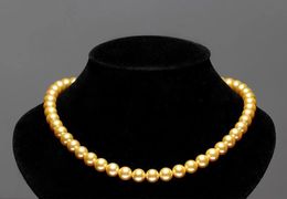 Pendant Necklaces Elegant 18"8-9mm Sea Genuine Golden nearly Round A Little Flaw Natural Pearl Necklace Jewellery 231108