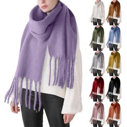 Scarves Women's Winter Thickened Macaron Warm Shawl Solid Colour Large Braid Scarf Mens Head Wrap Scarfs For Women