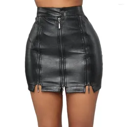 Skirts Plus Size S-5XL Women PU Leather Skirt Spring Summer Autumn Fashion Casual Sexy Mini Short Zipper Hip Pencil Street Wear