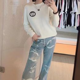 Winter New women's casual pullover Knitted sweaters desinger Women Fashion round neck france style embroidery letters white Sweater Undershirt for girls lady