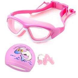 Goggles Professional Kids Swim Goggles Anti-Fog UV silicone Waterproof Swimming glasses pool Hat Swimming Eyewear natacion P230408