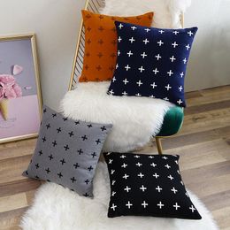 Pillow /Decorative Cilected Double-Sided Nylon Cross Leather Cord Cover Retro Sofa Pillowcase Bedside Backrest Core Decor