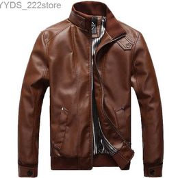 Men's Leather Faux Leather Hot Sale Leather Jacket Men Design Stand Collar Casual Motorcycle Mens Fashion veste en cuir PU s YQ231108