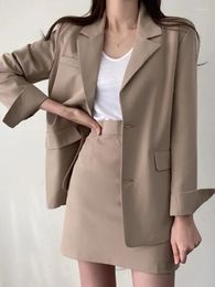 Two Piece Dress Autumn Women's Blazer Skirt Suit Ladies Fashion Long Sleeve Jacket Mini Solid Two-Piece Set Female Business Clothes